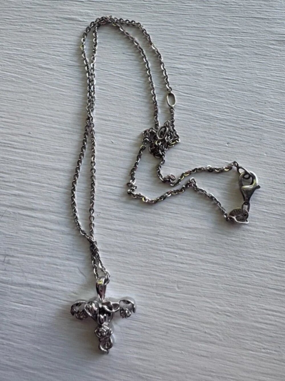 Stamped S925 Floral Pendant with Chain - Picture 4 of 4